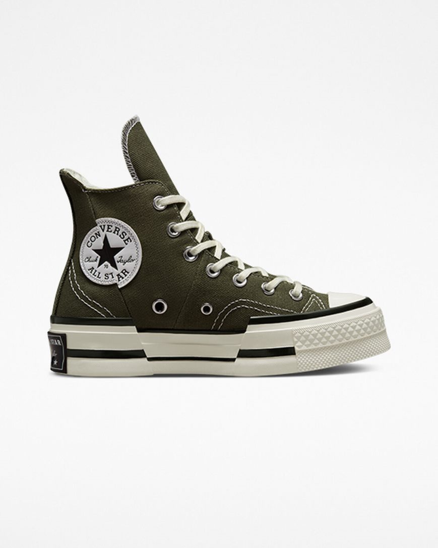 Tenisi Inalti Barbati Converse Chuck 70 Plus Masline Verzi Negrii | RO 0XWIV920